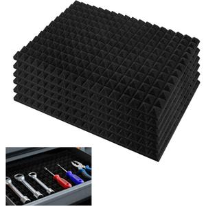 SK Studio 6PCS Tool Box Liner, Trap Mat Universal Tool Drawer Organizer, Non Slip 1 inch Thick Toolbox Foam Inserts for Cabinet, Shelf, Workbench, 23.6x15.7 inch