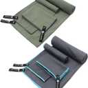 Eunzel 2 Set Quick Dry Camping Towel, Microfiber Travel Towel Super Absorbent Fast Drying Towel for Camping, Beach, Gym, Backpacking & Swimming(Two 3-Piece Towel Sets, Army Green/Grey)