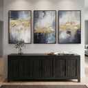 Large Framed Blue and Gold Abstract Wall Art for Living Room, 3 Piece 24x36, 24" W x 36" H x 3Pcs