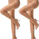 MANZI 2 Pairs Sheer Compression Pantyhose for Women 5-10mmHg Support Compression Stockings 30D Shaping Tights (X-Large)