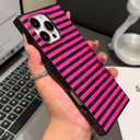 Horizontal Striped Magnetic Case for iPhone 16 Pro, Black Pink