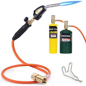 Propane Torch Hose Kit, Mapp Gas Torch Heat 3600 Map Gas Torch Kit Trigger Start & Heat Adjustment, Soldering Welding Torch Fuel by MAPP, Map/Pro,Propane(Includes Cylinder Clip)