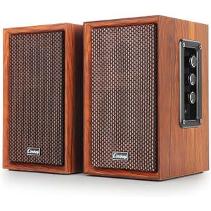 cinnkeyi 40W Computer Speakers, Bluetooth Bookshelf Speakers,2.0 AC Powered Wooden PC Speakers with Strong Bass,7.28" X 2 AC Powered USB Input Speakers with DSP,Wooden Speaker for Laptop