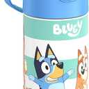 THERMOS FUNTAINER Water Bottle with Straw - 12 Ounce - Kids Stainless Steel Vacuum Insulated Water Bottle with Lid, Bluey