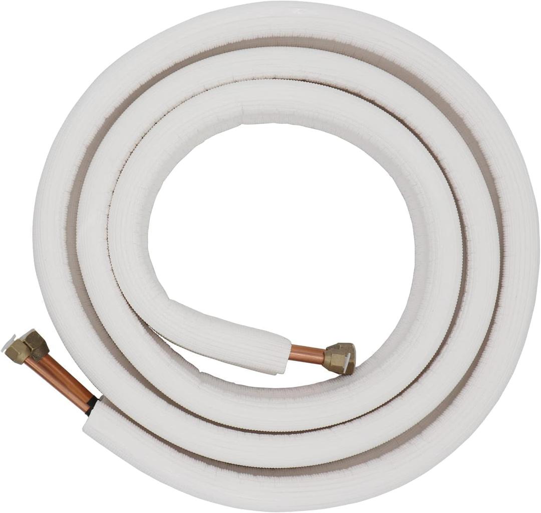 Mini Split Line Set 1/4" & 1/2" Insulated Copper Aluminum Line Set -16FT Copper Aluminum Pipes,Mini Split Air Conditioner (1/4+1/2)
