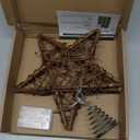 Christmas Tree Topper Farmhouse Christmas Decor Christmas Tree Decorations Rattan Natural Christmas Tree Star with 10 Warm LED Lights for Rustic Christmas Ornaments Holiday Seasonal Decoration 10 Inch