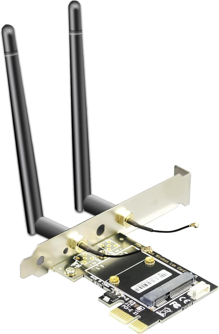 GLOTRENDS WA02 Mini PCIe to PCIe X1 WiFi Bluetooth Adapter for Mini PCIe WiFi 4/5/6/6e Module/Coral TPU Module, with 3.5-dBi SMA Antenna Kits