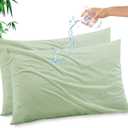 Gogreen Bamboo Rayon Waterproof Pillow Protector, Breathable Pillow Cover, Cooling Pillow Case Protector with Zipper, Super Soft Pillow Case Cover with Zipper (2 Packs, King 20"x36", Sage Green)