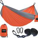 Kootek Camping Hammock 400 lbs Capacity, Portable Hammocks with Tree Straps & Attached Carry Bag, Camping Essentials Gear, Perfect for Outside Indoor Hiking Beach Backpack Travel (Medium, Orange & Grey)