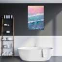 Vintage Tropical Surf Wall Art Pink Blue Beach Summer Coastal Painting Surfing Canvas Print Aesthetic Poster for Home Living Room Bedroom Dorm Apartment Decor 24x36inch Unframed