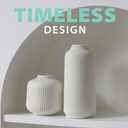 Ceramic Vases in Nordic Style, Modern Vase Deco for Pampas Grass, Boho Deco for Windowsill, Vases Set in White Matt, Flower Vase as Home Decoration for Fresh Flowers, Dried Flowers, Set of 2