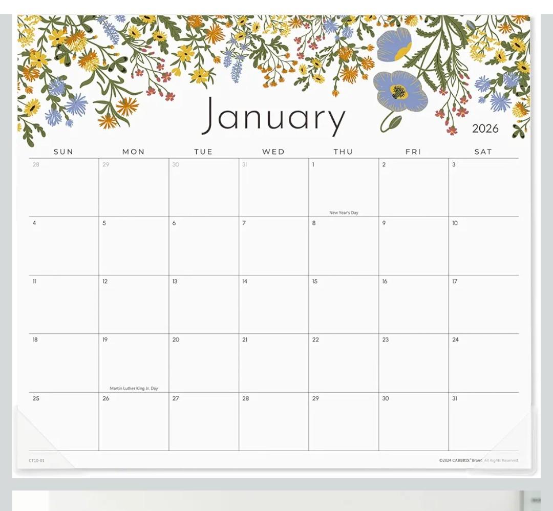 Cabbrix Magnetic Calendar for Fridge, 2026 Refrigerator Calendar Including January 2026 to June 2027 for Planning and Organizing Your Life, 13" x 11-1/2", Floral