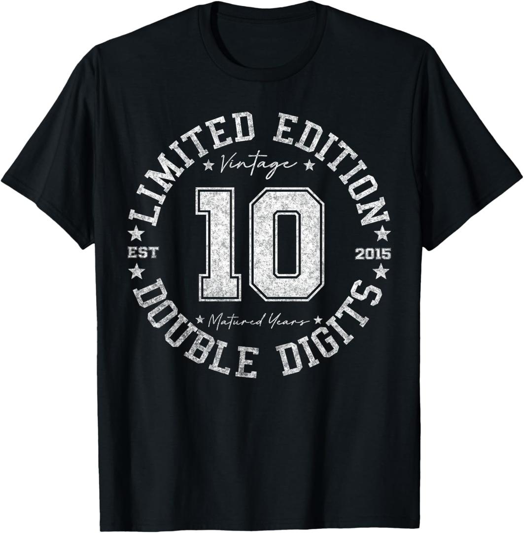 Official Double Digits 10 Year Old Gifts 10th Birthday 2015 T-Shirt M