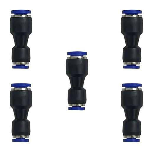 zjxed 1/4" OD x 1/8" OD Pneumatic quick Connector Push to Connect fittings Straight reducer Union/Coupler (Pack of 5)