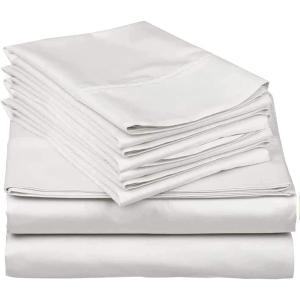 Cottingon Queen Bed Sheets, 6 Piece Set, Microfiber, Soft Brushed, Breathable, Deep Pocket (White)