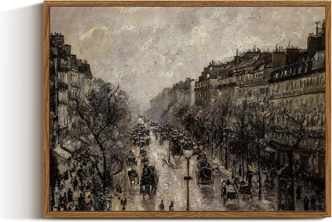 VIYYIEA Framed Canvas Wall Art Home Decor for Living Room Classical Cityscape Artwork Wall Decorations Vintage Oil Painting Prints Parisian Street Wall Decor Bathroom Wall Pictures Farmhouse  20x30in (30L" x 20W")