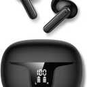 Active Noise Cancelling Bluetooth Earbuds with 4 Mic, 140H Playtime, ENC, IPX4 Waterproof Wireless Earphones with LED Display, Bluetooth 5.3, Comfortable in-Ear Fit  Black