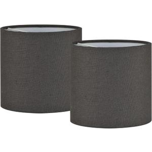 LAMPWELL MEMO Clip-on Small Fabric Lamp Shades for Table Chandelier Wall Lamp,Set of 2,Small Drum,5.2"5.2"H5.2",Linen, Handmade,Modern Trendy Decorative,ONLY FOR CANDLE BULB,Black