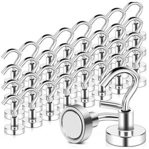 MAGXCENE  Magnetic Hooks Heavy Duty, 25 lbs Strong Magnet Hooks for Cruise Refrigerator, Neodymium Magnets with Hooks for Grill Hanging Kitchen Tool Storage