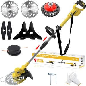 Weed Wacker Cordless for Dewalt 20V MAX Battery, 4-in-1 Battery Powered Weed Eater, String Trimmer with 5 Types of Blades, for Lawn, Yard and Bush Trimming (No Battery) (Yellow)