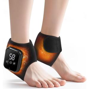MOAJAZA Ankle Heating Pads, Cordless Ankle Massager with Heat, Foot Massager for Neuropathy, Heated Ankle Wrap with 3 Heating and Vibration Modes, Ideal Gift