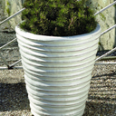 ROUND RUFFLE CERAMIC PLANTERS VINTAGE ANTIQUE WHITE