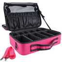 gzcz Travel Makeup Bag,Professional Cosmetic Bags for Women,Portable Makeup Brush Case Organizer Storage with Adjustable Dividers and Shoulder Strap (Medium) (Rose Red)