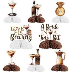 Jollyboom Espresso Martini Party Decorations, 8pcs Martini Theme Love is Brewing Bridal Shower Decorations Honeycomb Centerpiece for Martini Bar Bride to Be Bachelorette Engagement Party Supplies