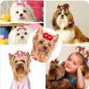 100pcs Dog Hair Bows, Small Puppy Grooming Bows with Rubber Bands - Mix Dainty Handmade Hair Accessories for Pet Yorkie and Tiny Dogs