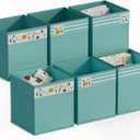 homyfort Cube Storage Organizer Bins, 12x12 Inch Fabric Bins for Cube Storage, Foldable Cloth Baskets Box with Handles for Organizing Clothes, Toys in Pantry, Closet Shelf, Nursery, Kids Room (Green)