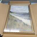 Gold Framed Coastal Wall Art Vintage Sailboat Beach Landscape Painting Nautical Ocean Wall Decor 3D Sandstone Textured Picture for Living Room Bedroom Farmhouse 16x24 Inch