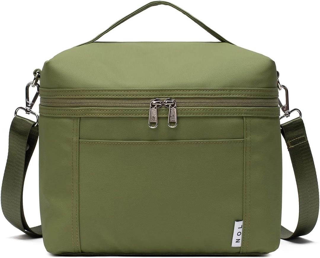 NOL Natural Organic Lifestyle Insulated Lunch Bags for Women Cooler Bag Lightweight Nylon Waterproof Lunch Box For Work (Medium (8 Liters), Amy green)