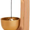 Japanese Brass Doorbell Chime - Wooden Magnetic Entryway Bell for Home Office Shop - Welcome Gift