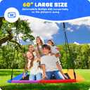 Trekassy 60" Rectangle Platform Tree Swing for Kids Adults, 700lb Capacity Outdoor Giant Swing, 900D Oxford Waterproof Flat Swings with 2 Hanging Straps for Backyard - Rainbow (Patented)