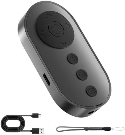 Bluetooth Camera Remote Shutter with Zoom and Front/Rear Camera Switch for Photo and Vlogging,Cllphone Remote Clicker for iOS & Android Smartphone, Wireless Video Scrolling for Tiktok