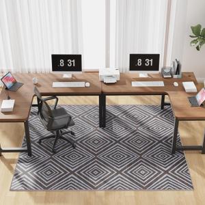 Blue&Black Checkered Diamond-Pattern Computer Chair Mat for Hardwood, 60" x 75"Office Mat for Hardwood Floor with Non-Slip Back, HeavyDuty Office Chair Rug for Hardfloor,LowPlie Carpet Floor Protector
