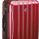 DELSEY PARIS Helium Aero Hardside Expandable Luggage with Spinner Wheels, Brick Red, Checked-Medium 24 Inch