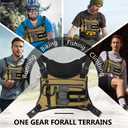 Outdoor Sports Chest pack for men with Gloves, EDC Chest bag for Travel, Lightweight Chest Rig Pouch, Tactical Running Chest Vest for Hiking, Cycling, Fitness, Motorcycle Riding, Workouts (Apricot)