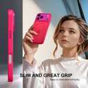 Misea Magnetic for iPhone 17 Pro Case Compatible with MagSafe [Military Grade Drop Protection] Full Camera Lens Protector Translucent Matte Phone Case for Women Girls 6.3 inch, Hot Pink