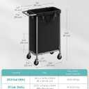 SONGMICS Laundry Basket with Wheels, Rolling Laundry Hamper, 23.8 Gallons (90 L), Removable Liner, Steel Frame with Handle, 24 x 11.4 x 31.9 Inches, Ink Black URLS003B01