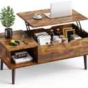 OLIXIS Wooden Coffee Table, Lift Top Coffee Table with Large Hidden Compartment and Ample Storage Shelf, Lift Tabletop Dining Table for Living Room, Home Small Space, Rustic