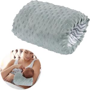 MABOZOO Arm Pillow for Feeding Baby,Flower Print Cozy Cradle Arm Pillow Soft Cotton Bottle Feeding Pillows for Newborn,Double-Sided (Gray Stripe)