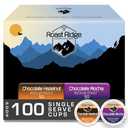 Roast Ridge Single Serve Coffee Pods for Keurig K-Cup Brewers, Variety Pack, Medium Roast, 100 Count (50 Chocolate Mocha, 50 Chocolate Hazelnut), EXP: Jul/17/2027