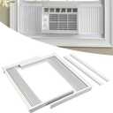 Forestchill Window Air Conditioner Side Panel with Frame, Fit Most 10,000 BTU Units, Room AC Accordion Filler Curtain Kit Replacement, Include Window AC Side Panels & Frames