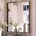 Keonjinn Black Bathroom Mirror 30 x 36 Inch, Metal Frame Black Mirrors for Bathroom Sink, Rectangular Square Corner, Modern Farmhouse, Rectangle Vanity Mirror for Wall (Horizontal/Vertical)