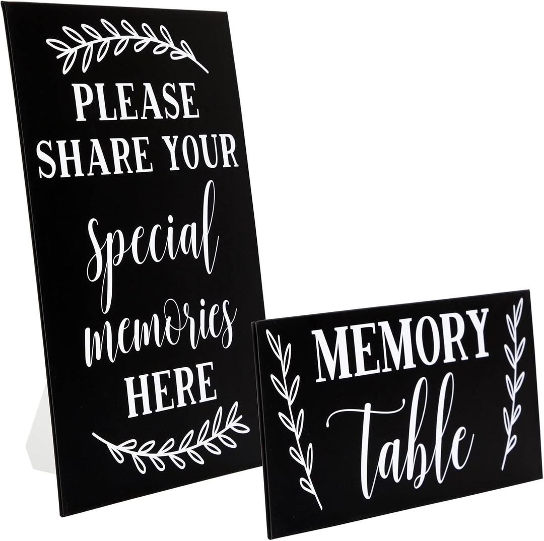 Juvale Rectangular Memory Table Signs - Easel for Funeral Signs & Service Accessories - Celebration of Life Decorations for Memorial Service - Funeral Memory Table Display - Pack of 2, 9x4 & 11x8.5 in