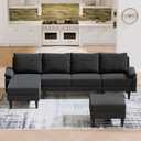 Trygoal 115" Modular Sectional Sofa, U Shaped Sectional Comfy Couch for Living Room, Convertible Modular Sofa Couch with Ottomans and Chaise, High Supportive & Soft Sponge, 6 Seats, Black