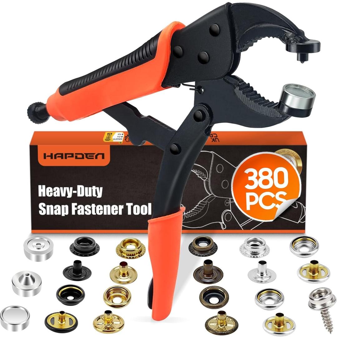 Heavy Duty Snap Fastener Tool, Snap Setter Tool with 100 Sets 4 Color Boat Cover Snaps, Snap Repair Kit, Repairing Boat Covers, Canvas, Fabric, Tarps (orange)