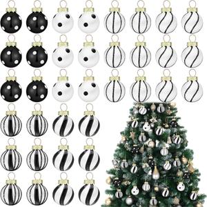 Zhanmai 36 Pcs Black and White Mini Christmas Ball Ornaments 1 Inch Glass Candy Balls Miniature Ornaments Hanging for Christmas Tree Holiday Party Decoration