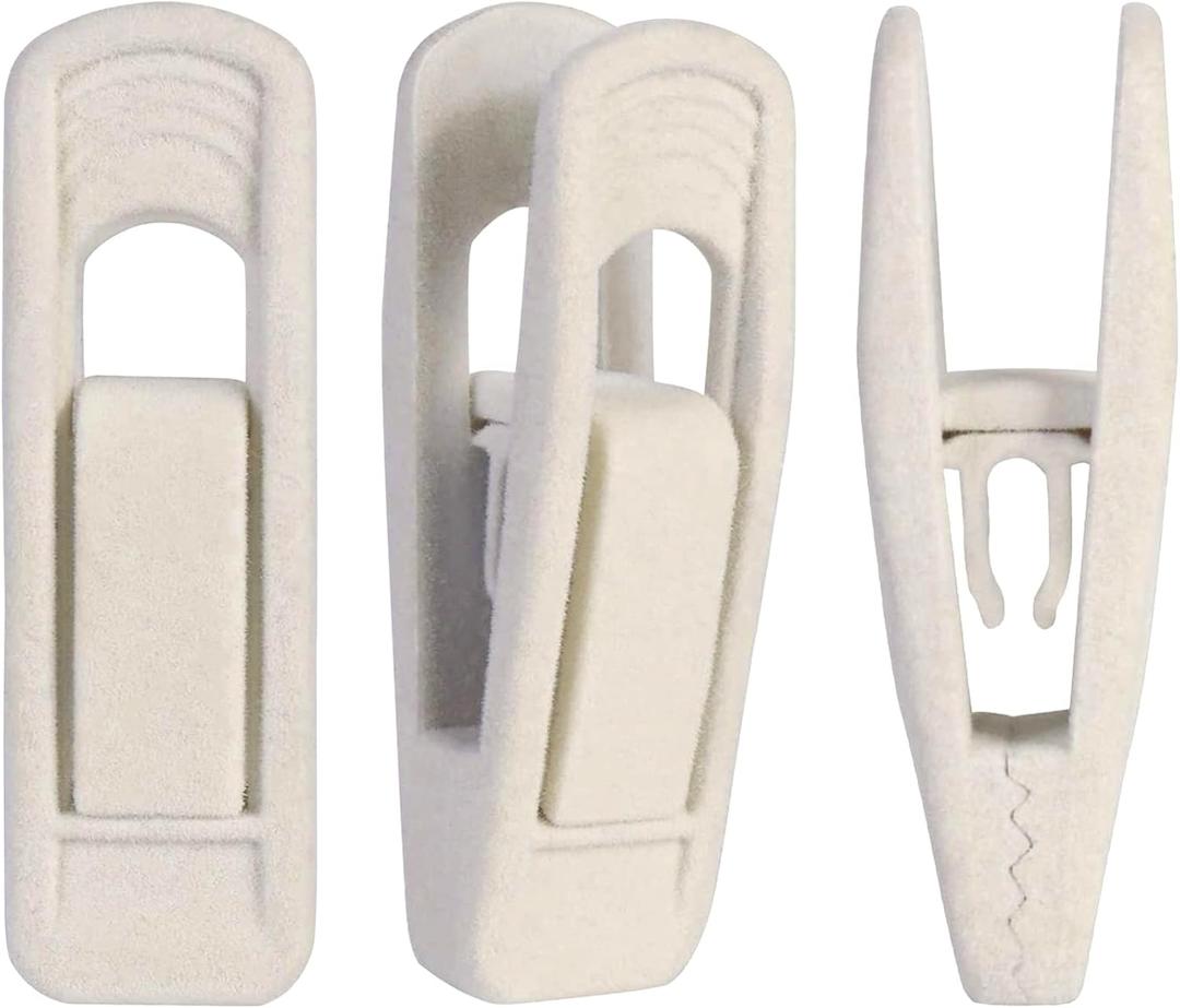 Trgowaul Velvet Hangers Clips, Pants Hangers Velvet Clips, Strong Finger Clips Perfect for Thin Velvet Hangers (60pc, Beige)